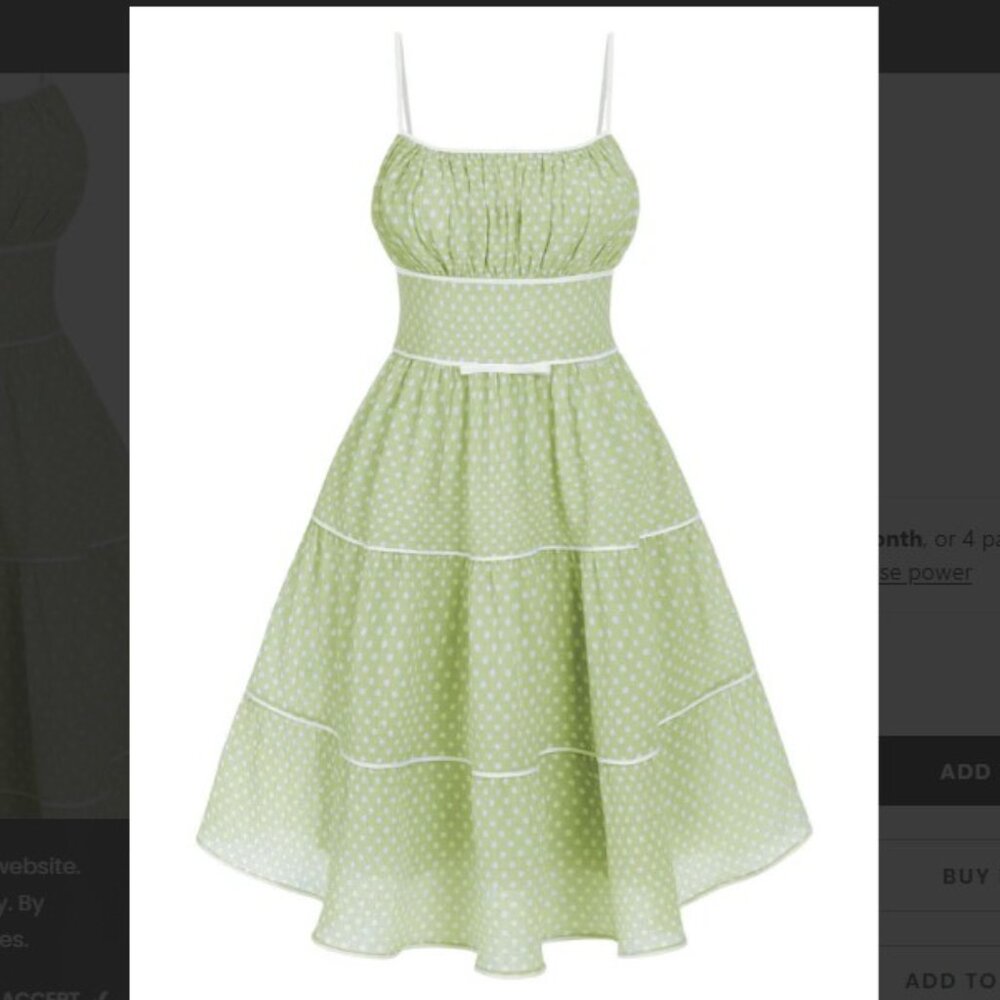 NEW! Retro Stage Green 1950s Strap Polka Dot Swing Dress - Size XL